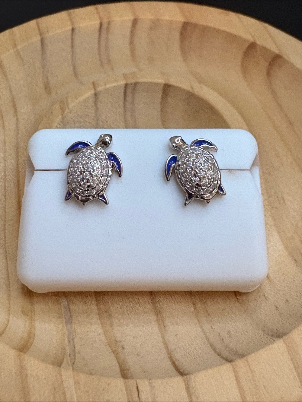 Moissanite .75 CTW Sterling Silver Sea Turtle Push Back Stud Earrings